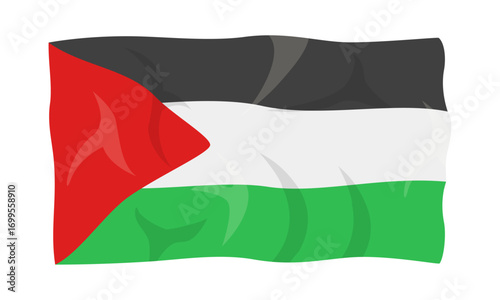 Waving flag of Palestine. Palestinian Flag Vector illustration Isolated on white.