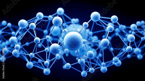 Futuristic interconnected spheres in blue and white, showcasing abstract digital artistry.
