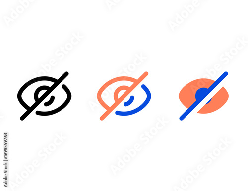 Three Stylized Eye Icons Representing Visibility and Invisibility