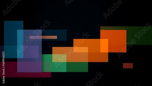 Abstract colorful rectangular shapes on a dark background, embodying a minimalist tech aesthetic.