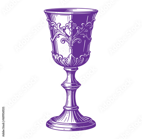 Elegant decorative purple chalice illustration with intricate ornamentation for design use
