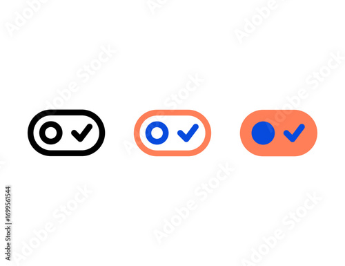 Three Toggle Switch Icons with Checkmark and Circle Indicators