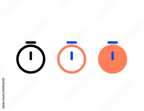 Three stylized stopwatch icons with varying colors and line weights