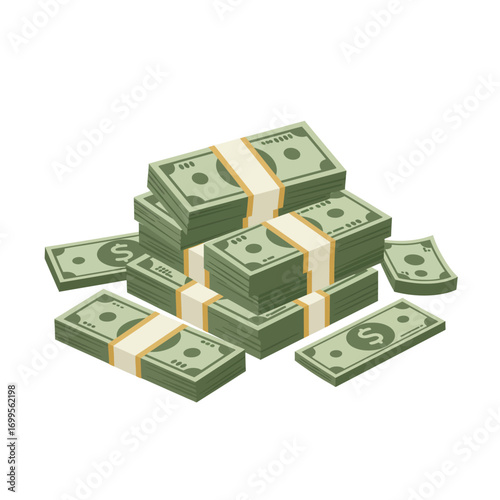 Piles of Cash: A Large Stack of Dollar Bills for Financial Success
