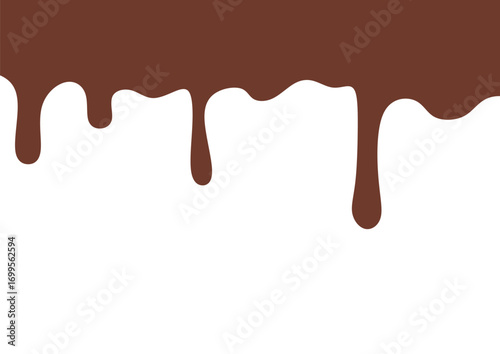 Chocolate Liquid Dripping and Melting. Chocolate Wavy Liquid Melting Vector on White Background. Ideal for dessert illustration, bakery design, and candy topping.