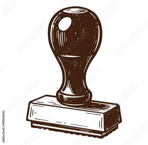 Hand drawn vintage illustration of a rubber stamp for official documents and approvals