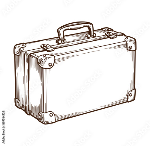Hand-drawn illustration of a classic vintage suitcase ready for travel and exploration adventures