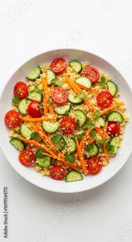 Wallpaper Mural Nutritious couscous salad with fresh vegetables served in a white bowl Torontodigital.ca