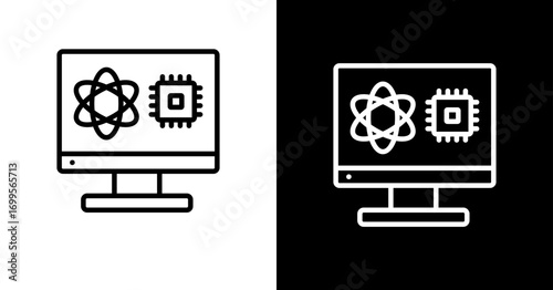 Quantum Computing White Icon Set Design	