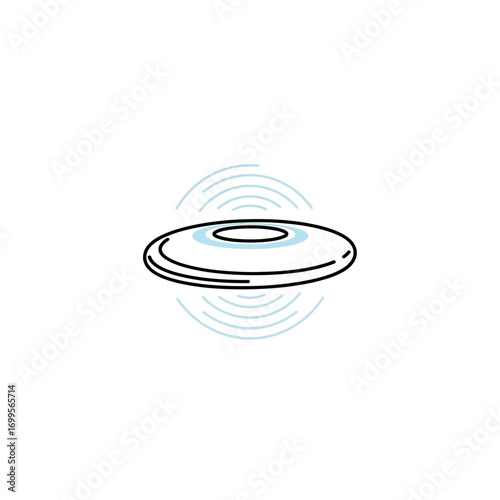  a line drawing of a flying disc, or Frisbee.