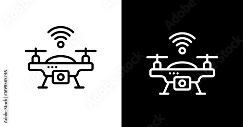 Drones White Icon Set Design	
