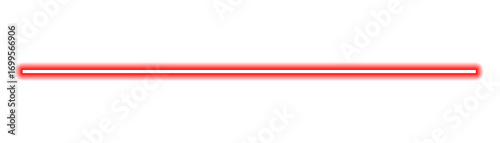 Bright glowing red neon line isolated on white background. Simple light stripe design for modern layouts, decoration, and minimal projects. Perfect for abstract, digital, and creative use.