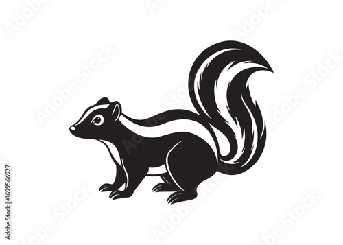 Wild skunk silhouette animal isolated simple black vector icon.
