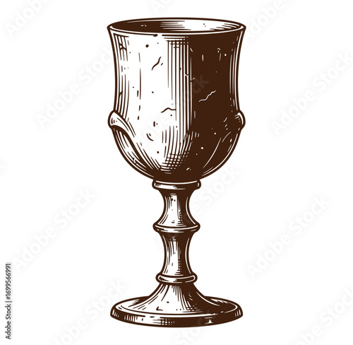 Vintage engraved wine chalice elegant and detailed illustration of a decorative goblet