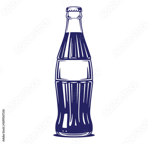 Vintage illustration of a classic soda bottle with a blank label design
