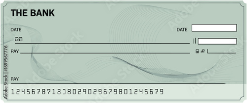 Blank bank check template with security background design, financial payment document for business, money transaction, banking, finance, accounting, and payments