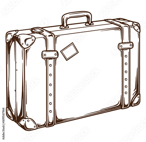Vintage travel suitcase hand drawn illustration depicting luggage for adventure and exploration