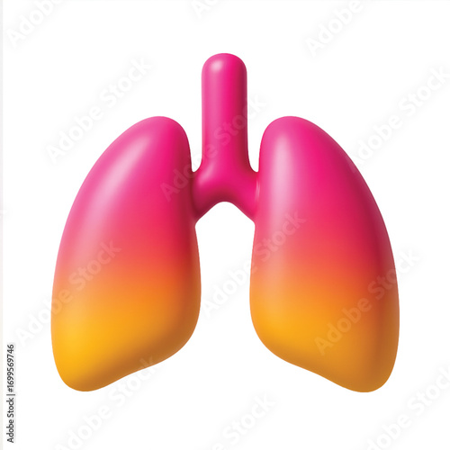 3D Render of Lungs with Gradient Color.