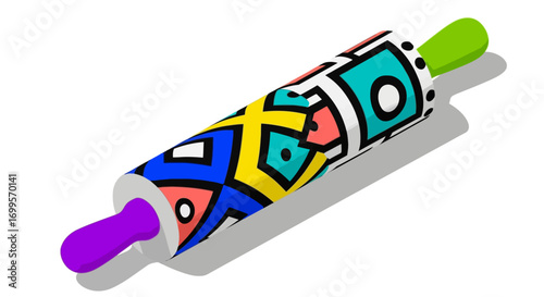 Vibrant Geometric Rolling Pin A Colorful Kitchen Essential