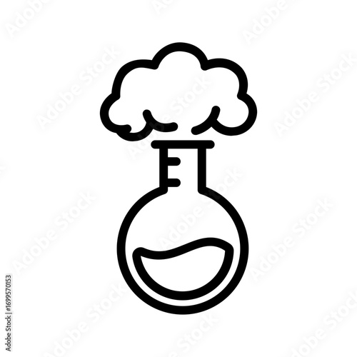 Vector black line icon for Chemical reaction