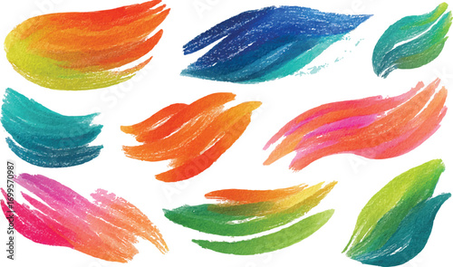 Colorful watercolor brush strokes vector. set of paint splatter illustration. Craft label brush stroke backgrounds

