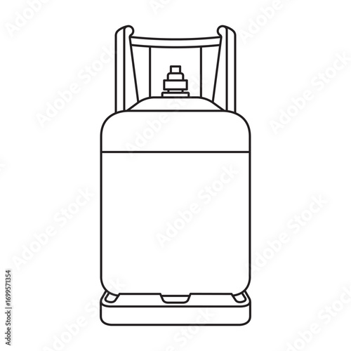 isolated large gas cylinder in outline vector art