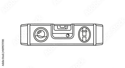 Simple line drawing of a spirit level instrument, a symbol of accuracy and precision used in construction and engineering tasks