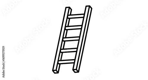 Simple black and white line art icon of a ladder, symbolizing steps to success, progress, and climbing towards a goal or opportunity