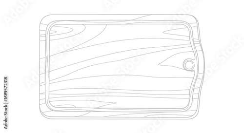 Vector illustration of an empty wooden kitchen cutting board with a wood grain texture. A minimalist icon for home cooking, food preparation, and culinary concepts