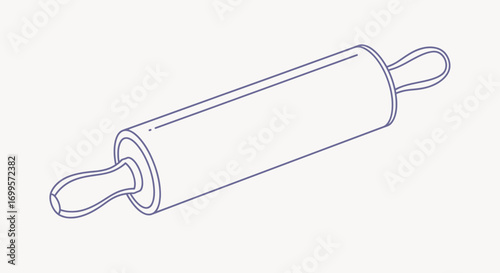 Minimalist line art illustration of a rolling pin, a classic kitchen utensil icon for baking and cooking, isolated on a light background