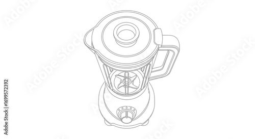 Schematic contour drawing of an electric blender for the kitchen. Isolated vector line art of a home appliance for mixing food and making healthy smoothies