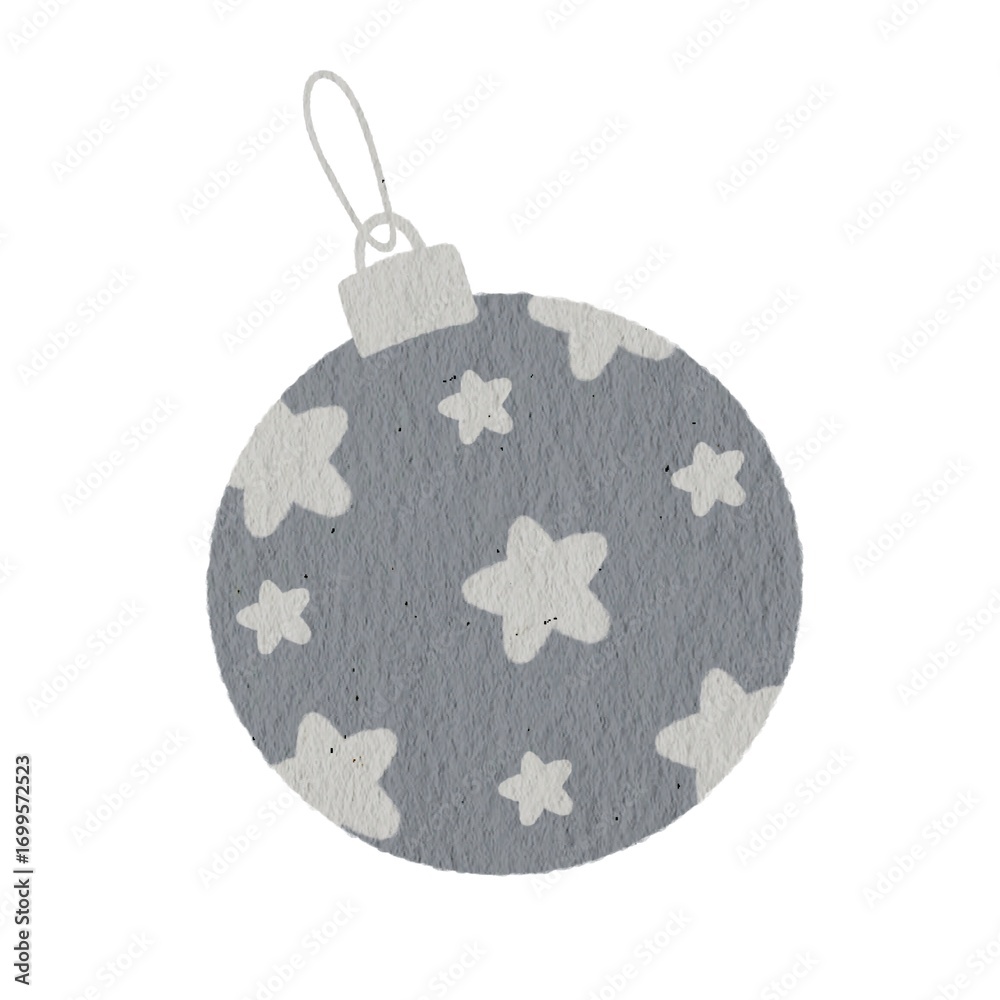 Fototapeta premium Christmas gray ball for winter season item, sticker, sign or icon.