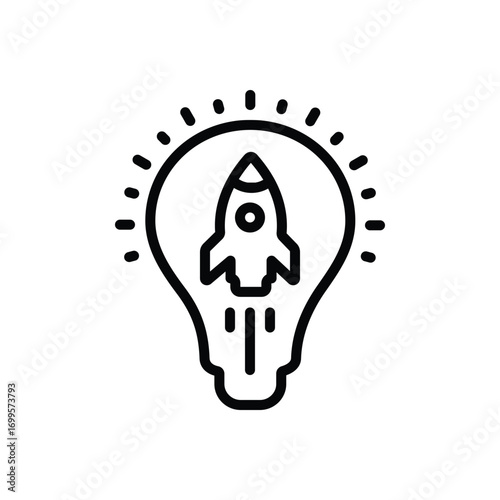 Black line icon for startup incubator