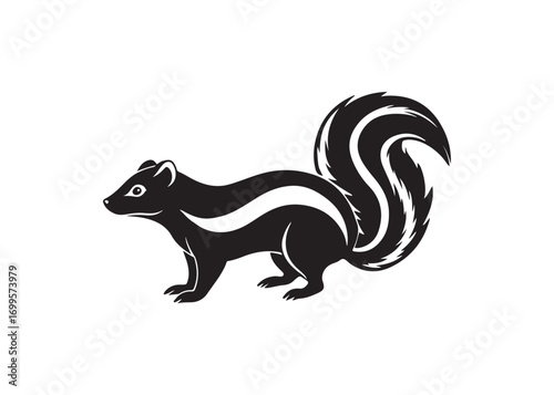 Skunk silhouette isolated vector illustration on white background.