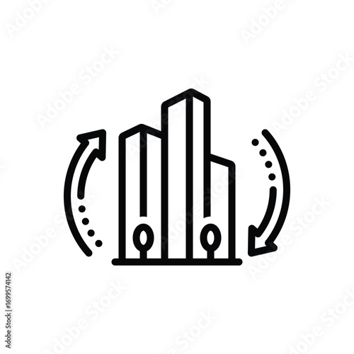 Black line icon for urban renewal