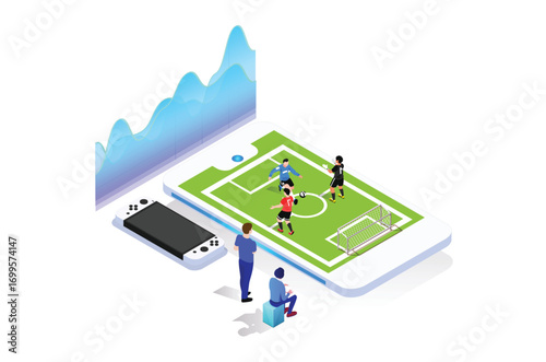 Modern Isometric Live Soccer Tournament Illustration, Suitable for Diagrams, Infographics, Book Illustration, Game Asset, And Other Graphic Related Assets