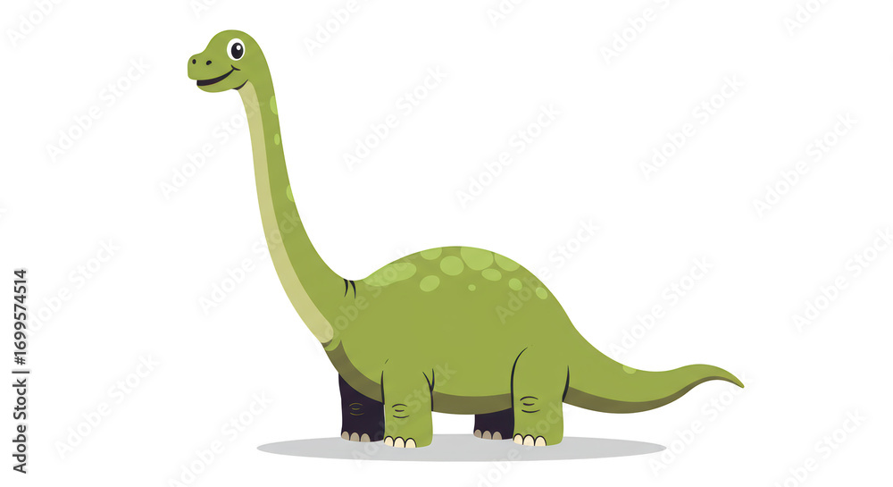 Fototapeta premium Adorable Cartoon Brachiosaurus Dinosaur Illustration illustration featuring herbivore, cute dinosaur, brachiosaurus, nature, dinosaur, animal concept design