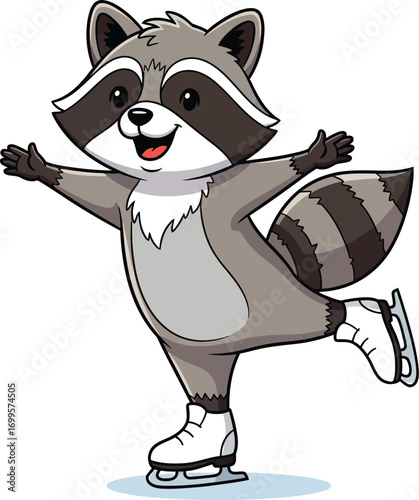 A friendly and mischievous raccoon cartoon character illustration