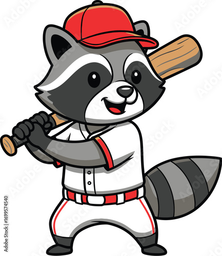 A friendly and mischievous raccoon cartoon character illustration