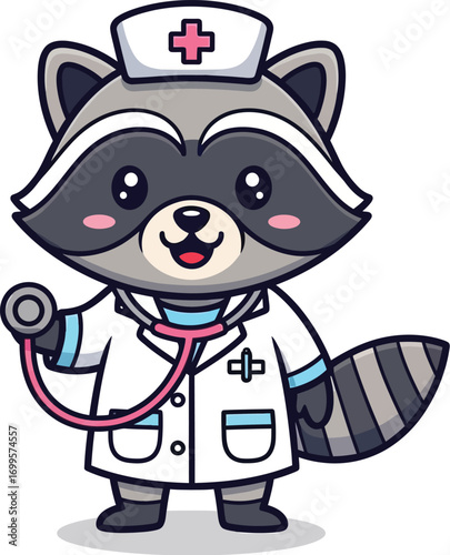 A friendly and mischievous raccoon cartoon character illustration