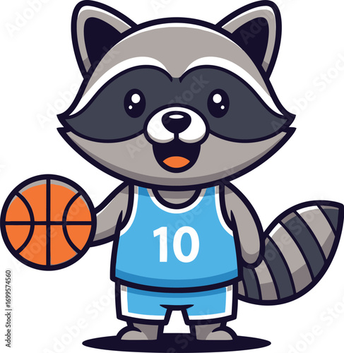 A friendly and mischievous raccoon cartoon character illustration