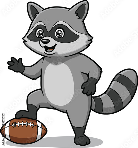 A friendly and mischievous raccoon cartoon character illustration
