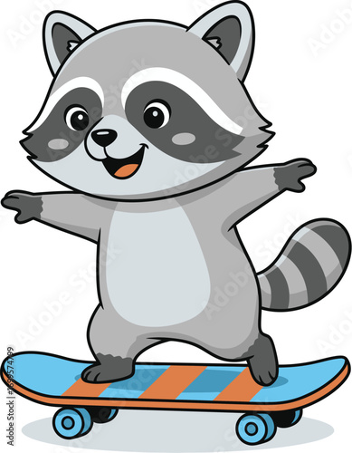 A friendly and mischievous raccoon cartoon character illustration