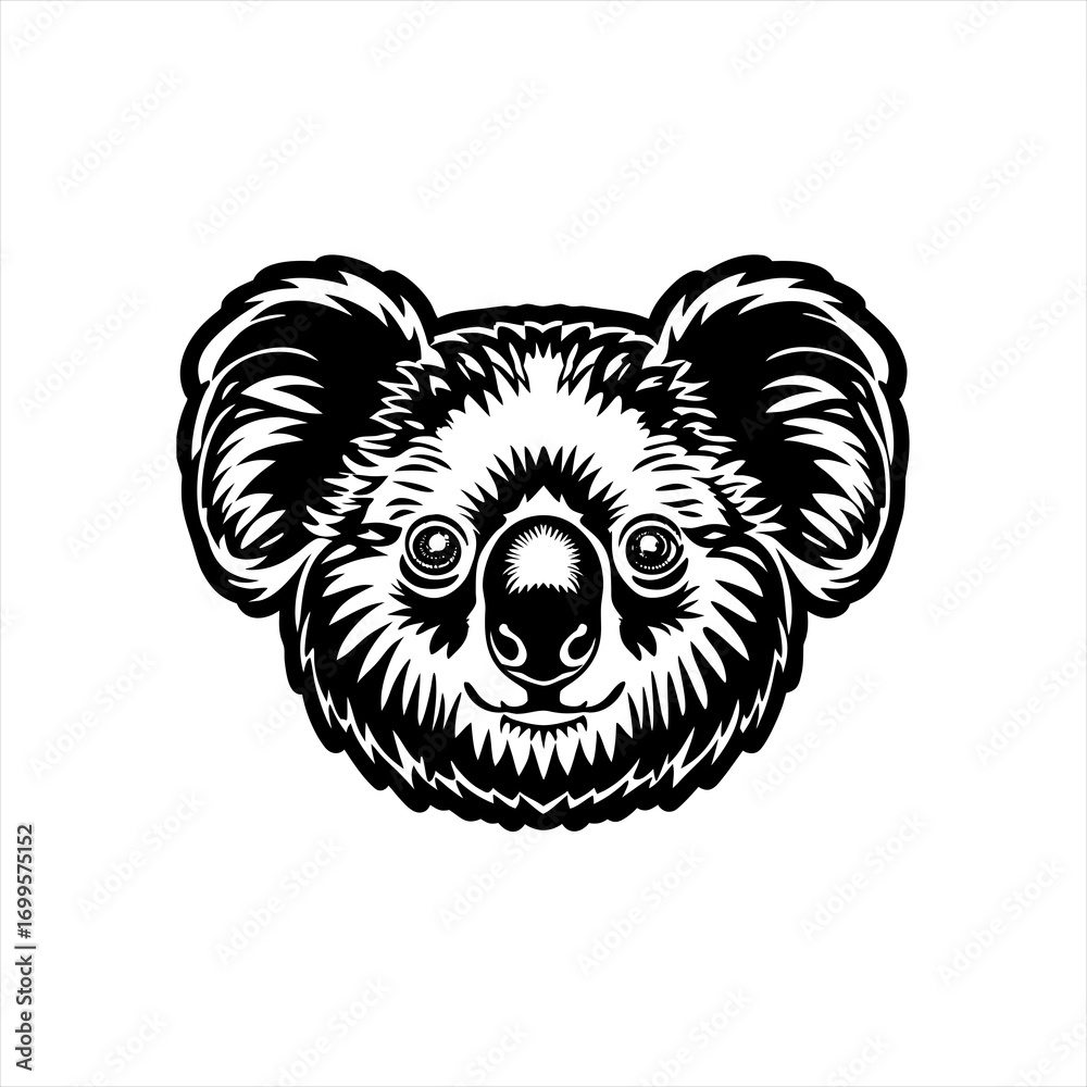 Obraz premium Stylized Black and White Koala Face Illustration 2.