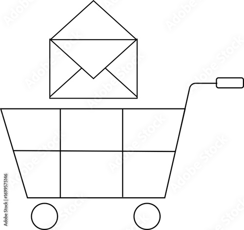a cart icon and an open message icon with a white background