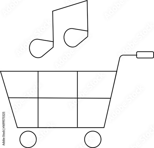trolley icon and musical note icon with white background