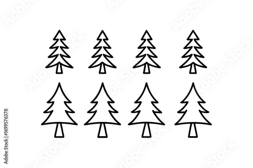 10 different spruce tree icons line art vector 