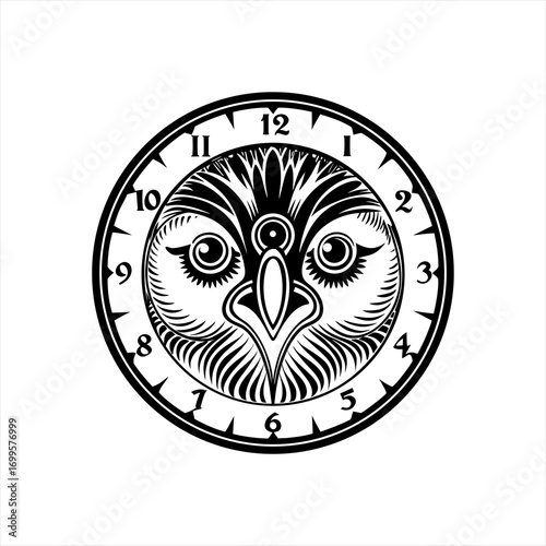 Stylized Owl Face Clock Design.