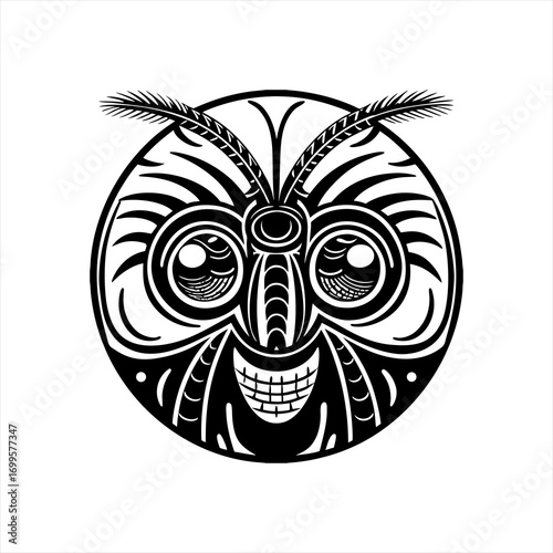 Tribal Owl Face Mask Graphic Design.