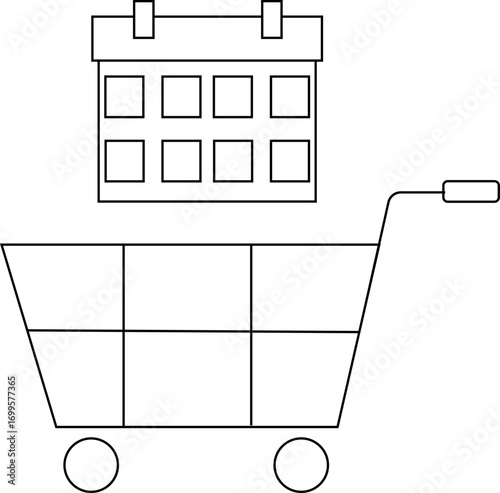 cart icon and calendar icon with white background